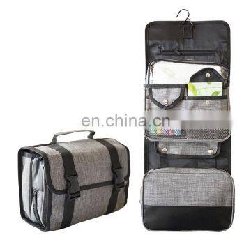 Fashion Men Folding Roll Toiletry Bag Hanging Storage Organizer Washing Travel Bag With Hook photo-2