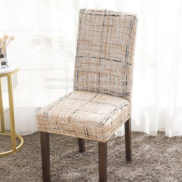 Navy Blue Printed Stretch Dining Room Chair Covers Soft Removable Dining Chair Slipcover photo-2