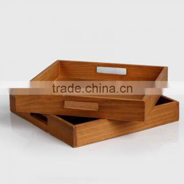 Antique finished solid wood tray