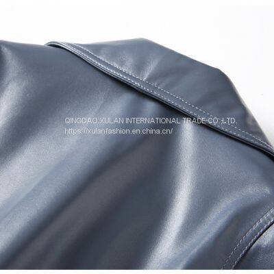2021NEW FASHION LADIES' GENUINE SHEEPSKIN MOTORCYCLE LEATHER JACKET photo-3