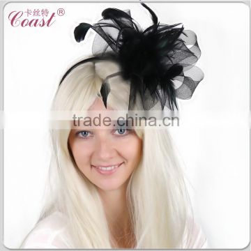 Lady's fashion mini veil feather cocktail hat for party