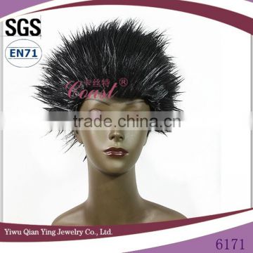 fashionable mens black synthetic hedgehog head party wig