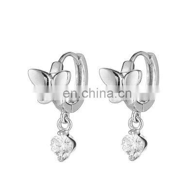 S925 Needle Bling Crystal Butterfly Stud Earrings Women Party Butterfly Earrings For Gifts