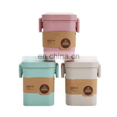 Anti-Scalding Reusable Wheat Straw Soup Cup With Lid Biodegradable Cup Soup Small Speaker Microwave Heating Tank Square Buckle