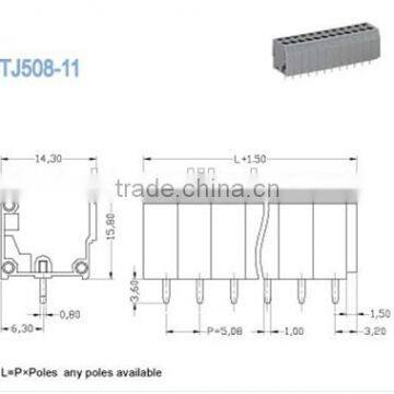 Termin Block Single Deck PCB Spring Terminal Block Pitch 5.08mm 300V 12A , 2 Poles - 24 Poles photo-2
