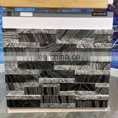 3D Style Brick Tiles Black And Grey Natural Stone Mosaic Cultured Stone Mosaic Floor Wall Decoration