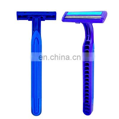 2 Blade Face Razor Shave Men Shaver Blue Body  Stainless steel Logo FLASH Piece Card Face Rubber Color Package Handle FOB