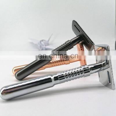 Wholesale Silver Double Edge Custom Reusable Safety Metal Shave Razors photo-2