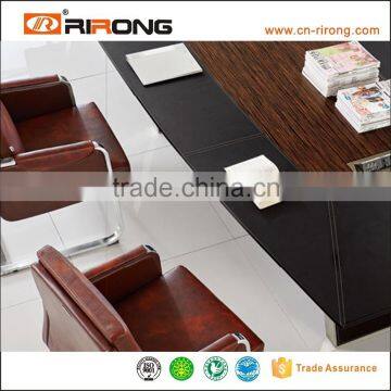 Paer China Leather Wood Veneer Stainless Steel High Top Meeting Table photo-2