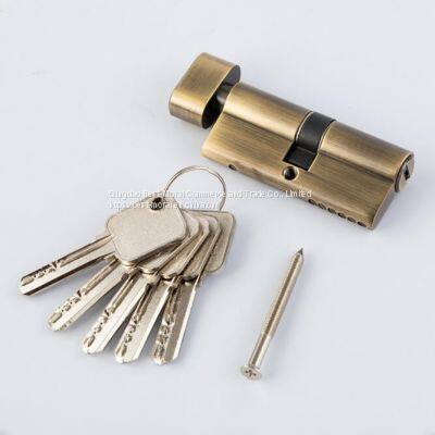 Antique Brass Color Oval Shaped Thumbturn Single Open Euro Profile Brass Lock Cylinder photo-4