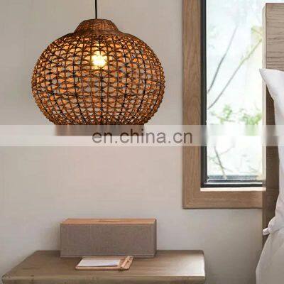 HUAYI Simple Design Iron Rattan Hotel Dining Room Farmhouse Nordic Modern Chandelier Pendant Light