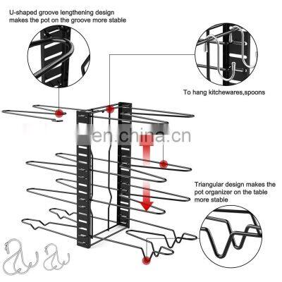Multi Layer Modern Indoor Kitchen Cabinet Drawer Drying Management Storage Shelf Rack Expandable Shovel Lid and Pan Organizer