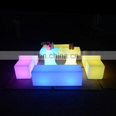 Led Lighting Rental Furniture Illuminated Plastic Clear Light LED Bar Seating Led Plastic Party Chair White Wedding Chair