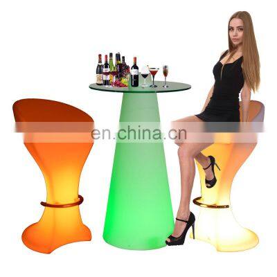 night club furniture /rechargeable led bar stool outdoor PE plastic led light patio furniture waterproof bar stool high chair