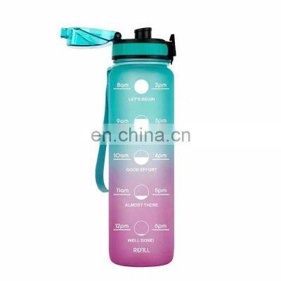 Wholesale Customize BPA free 1000ml 1L 32oz 1 Gallon Plastic Tritan Motivational Drinking Water Bottle with Time Marker