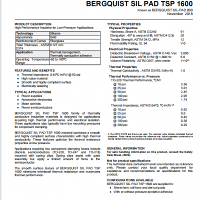 BERGQUIST SP800 SIL PAD TSP 1600 photo-4