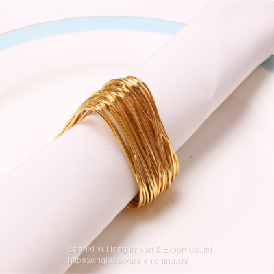 Elegant Triangle Shaped Shiny Gold Napkin Ring Holder For Table Decoration photo-2