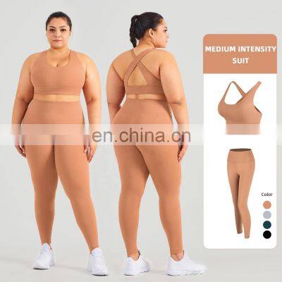 Plus Size Butt Lifting Workout Yoga Set Customized Logo Gym Fitness Suit