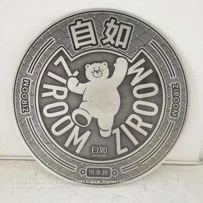 Artistic design of direction indicator for manhole cover ductile iron anti-toppling and anti-falling net customization