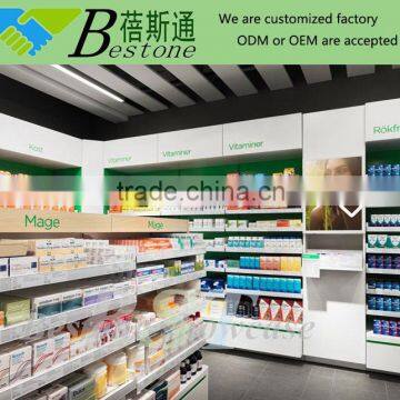 Fashion medical store furniture medicine display shelf for sale