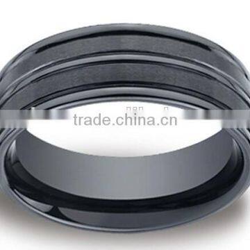 Ceramic 8mm Comfort-Fit Satin-Finished High Polished Center & Round Edge Design Ring
