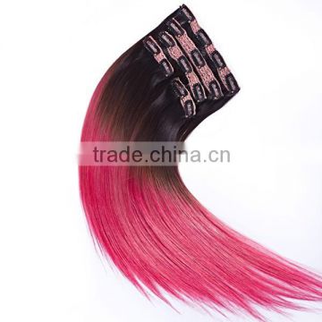 Ombre colored lace full head Russian Brazilian Indian remy human clip in hair extensions