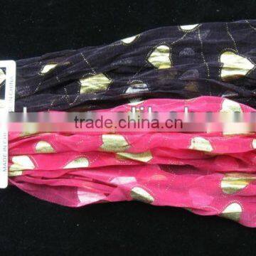 Neck Scarf/Scarves RAYON LONG SCARF, APPRX. 56" LONG 7" WIDTH, NO ELASTIC, RAYON ORGANZA MATERIAL DARK PURPLE + ROSE