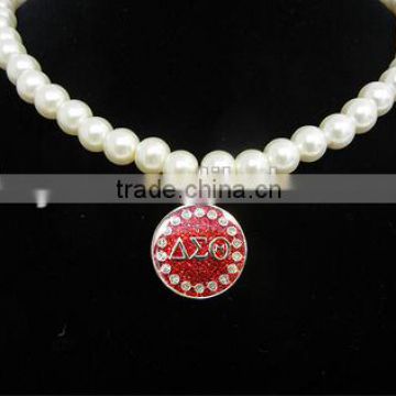 newnest round Delta Sigma Theta DST Sorority pearl Necklace pendant                        
                                                Quality Choice