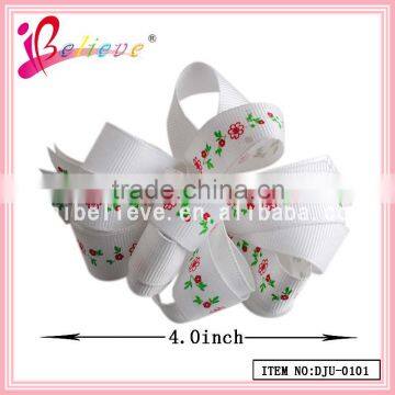 Indian flower hair accessories curly ribbon bow hair barrette,fashion fabric flower hair ornament