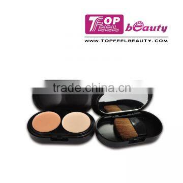 special design double layer 2 color foundation with brush and mirror