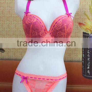 2016 sexy transparent lace cotton cup bra bikini sets for ladies