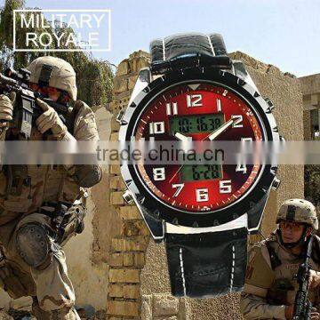 MR010 military royale analog digital multi-function sport leather wrist watch