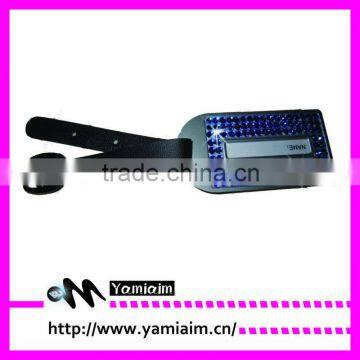 Rhinestone leather luggage tag