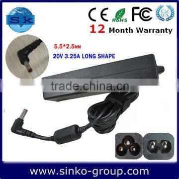 China Market Laptop Battery Adapter for Lenovo/ibm Y460 36001647 ADP-65KH B 20V 3.25A 65W 5.5*2.5mm