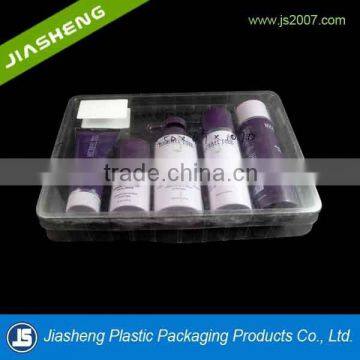 Custom cosmetic clear plastic insert tray, plastic insert tray for cosmetic packingers