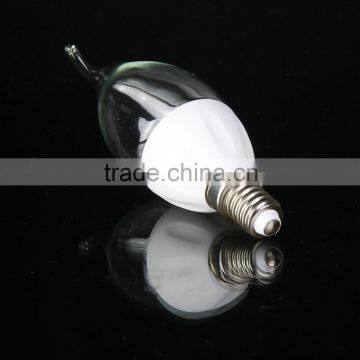 High popularity 110v 220v e14 ceramic 1.5w smd3528 candle shaped lamp with tail