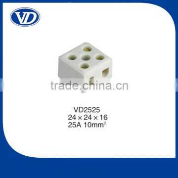 25A 2 way 5 holes porcelain terminal blocks VD2525