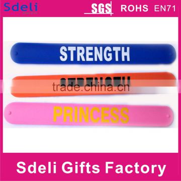 customized LOGO silicone snap slap wristband for girls