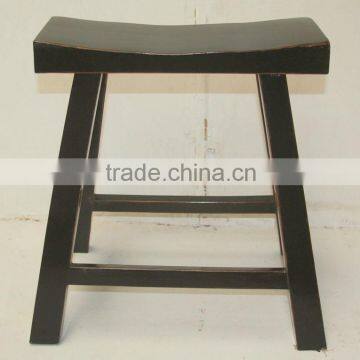 Chinese antique black wooden square stool