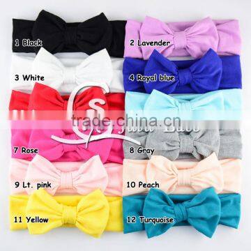 Handmade Solid Cotton Fabric Headband With Big Bowknot, Baby Messy Bow Tie Elastic Head Wrap, Baby Good Strength Hair Band photo-6