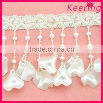 wholesale white keering fashion beaded fringe for garment WTP-1286