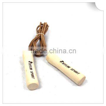 High-grade solid wood handle cowhide jump rope