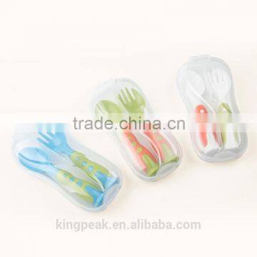 2015 New Product Stand up Baby First Cutlery Set /travel Cutlery Set With Case/Kids Standing Cutlery Set /fork and Spoon Set photo-3