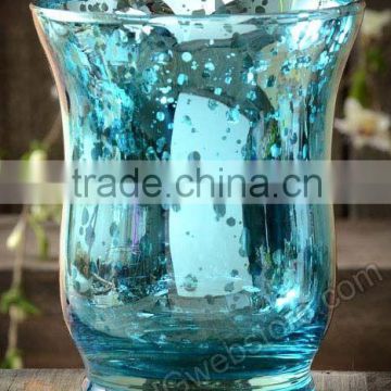 MERCURY GLASS VOTIVE HOLDER, BLUE MERCURY CANDLE HOLDER