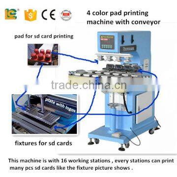 alibaaba express dongguan 4 color toy car logo pad printing machine for mug LC-spm4-150/16T with conveyor for sale