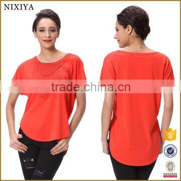 Manufactory Supplies New Fashion Women Red Color Short Sleeve Tops