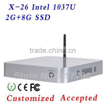 Wholesale mini pc computer case box pc net computer INTEL C1037U 1.8GHz Dual-core support WIN7, Linux,Ubuntu,Debian etc.