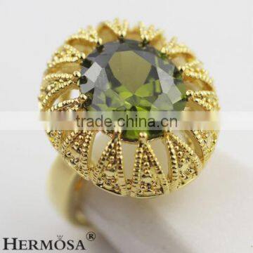  Manufacturer Princess Round Charming Precious Peridot 18K GP Lady Rings