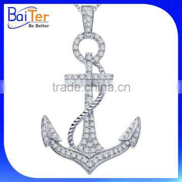 Elegant Fashion Round Circle 925 Sterling Silver Anchor Pendant Wholesale photo-4