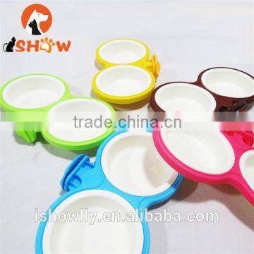 Double pet bowl feed bowl good quality PP hang style